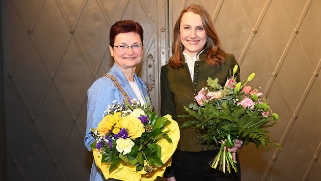 Winegrower and law student form the ÖVP dual leadership: Dagmar Händler (left) and Natalie Scharschon (right). (Bild: Gemeinde Gumpoldskirchen)