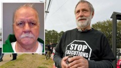 Die Erschießung von Brad Sigmon (kl. Bild) wurde von Protesten begleitet. Unter den Demonstranten in South Carolina befand sich auch der Bruder eines ebenfalls von einem Erschießungskommando hingerichteten Mannes. (Bild: Krone KREATIV/AP)