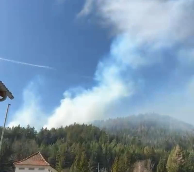 A "Krone" reader reporter photographed the meter-high clouds of smoke in Schwarzau. (Bild: Leserreporter)