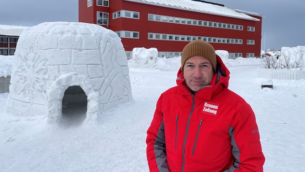 „Krone“-Reporter Gregor Brandl berichtet aus der verschneiten Arktis-Hauptstadt. (Bild: Kronen Zeitung)