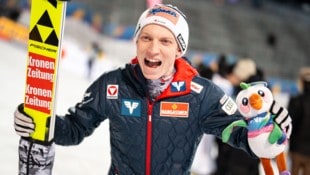 Jan Hörl hat am Samstag zum Abschluss der Skisprung-Bewerbe bei der WM in Trondheim Großschanzen-Silber geholt. (Bild: GEORG HOCHMUTH)