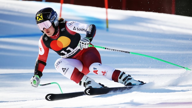 Magdalena Egger gewann den zweiten Europacup-Super-G in Kitzbühel. (Bild: GEPA)