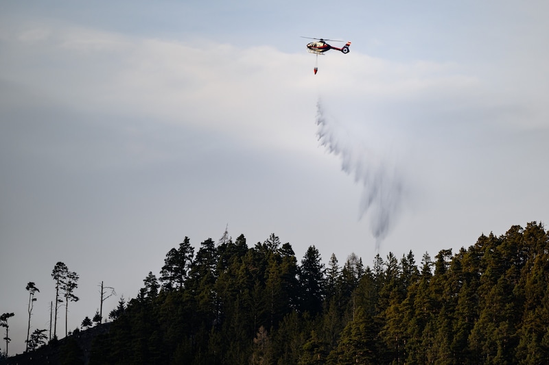 Three fire-fighting helicopters were deployed to contain the dangerous fire. (Bild: MAX SLOVENCIK)