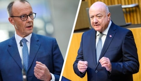 Sowohl Merz (CDU) als auch Stocker (ÖVP) stecken aktuell im Umfragetief.