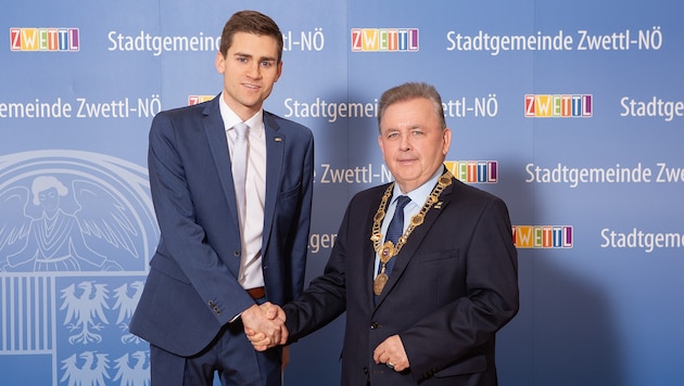 "Grand coalition" in Zwettl: Alexander Leutgeb becomes the new deputy mayor in the brewery town, while Franz Mold from the ÖVP remains head of the town. (Bild: Klaus Schindler)