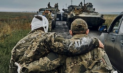 Verwundete ukrainische Soldaten in der Region Charkiw