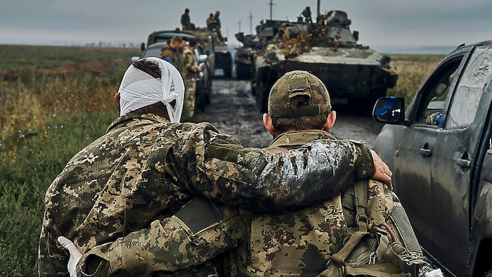 Verwundete ukrainische Soldaten in der Region Charkiw