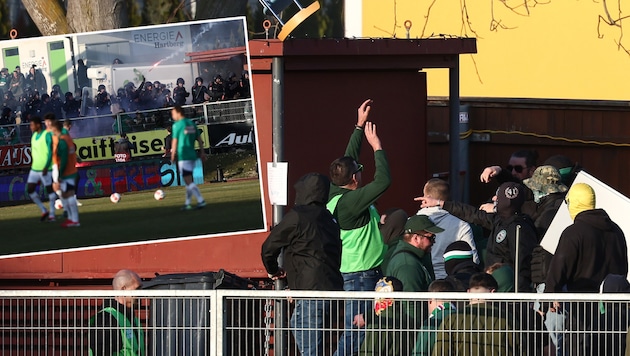 Die Rapid-Fans sorgten für unschöne Szenen. (Bild: Krone KREATIV/GEPA pictures)