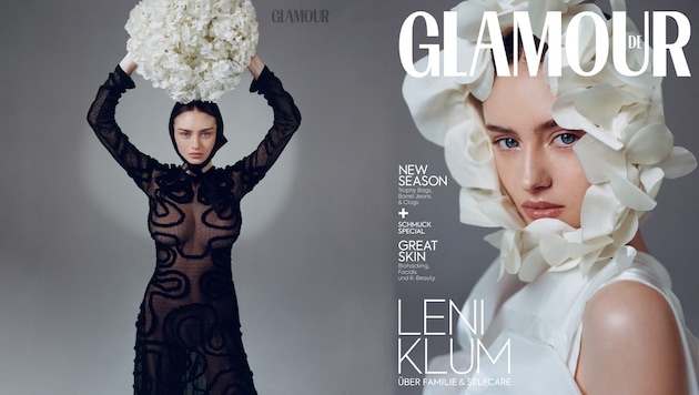 Leni Klum ziert die neue Ausgabe von „Glamour Germany“ und plaudert im Interview auch über die Hochzeitsnacht von Mama Heidi. (Bild: Krone KREATIV/© Agata Serge/Glamour Germany)