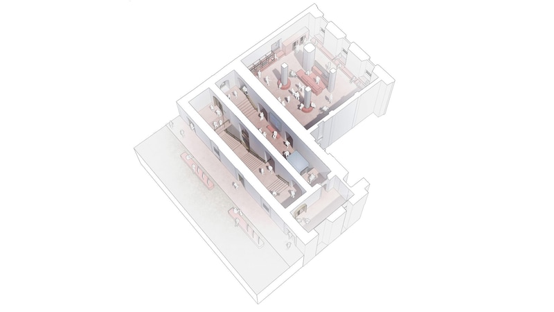 Visualisierung: Querschnitt des Treppenaufgangs (Bild: Eidos Architektur ZT GmbH / Haslauer &amp; Rodriguez Paraja ZT GmbH)