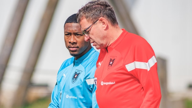 David Alaba and Ralf Rangnick (Bild: GEPA)