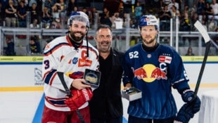 Peter Schneider, Christian Winkler und Patrick Hager (von links).  (Bild: Gintare Karpaviciute - EC Red Bull Salzburg)