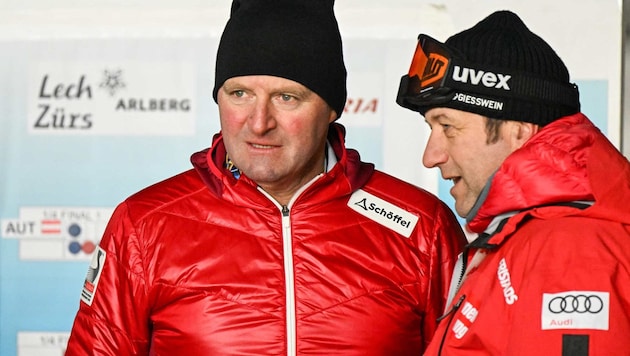 Vorarlberg's former downhill heroes: Patrick Ortlieb and Christian Greber (r.). (Bild: GEPA)