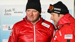 Vorarlbergs ehemalige Abfahrtshelden: Patrick Ortlieb und Christian Greber (r.). (Bild: GEPA)