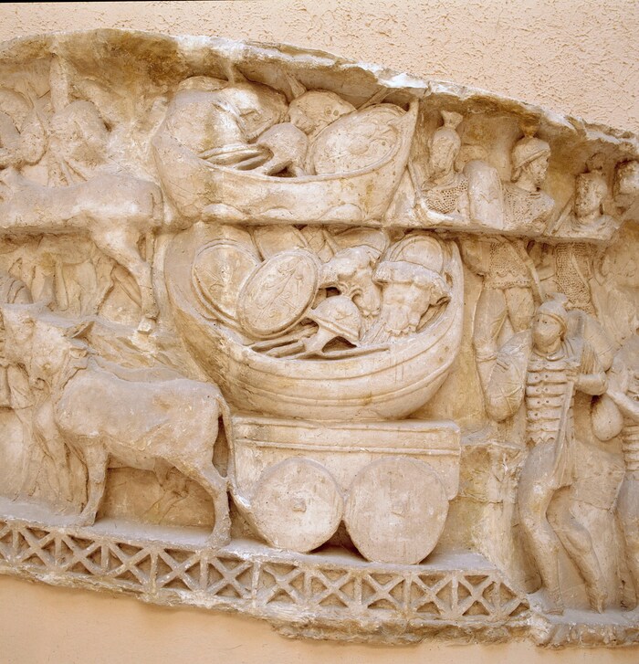 Die berühmte Marc-Aurel-Säule in Rom zeigt den Sieg des „Philosophenkaisers“ über die ...