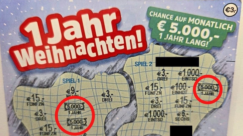 Eines der Rubbellose, mit dem nun 60.000 Euro eingefordert werden. (Bild: zVg, Krone KREATIV)