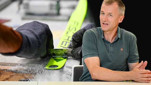 "There are timetables for when the power will be reduced," says Fischer Sports Managing Director Franz Föttinger. (Bild: Krone KREATIV/Markus Wenzel (2))