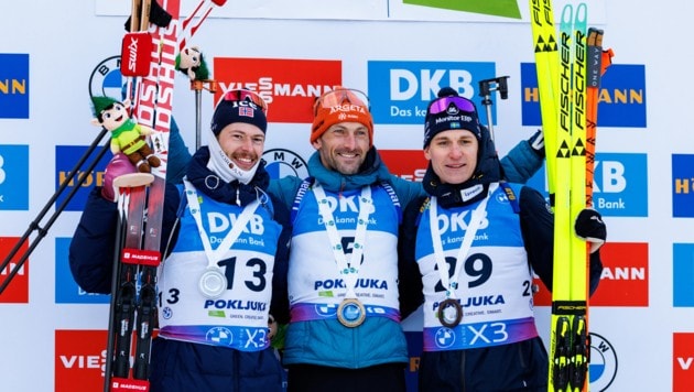 Sturla Holm Laegreid, Jakov Fak, Martin Ponsiluoma (Bild: GEPA)