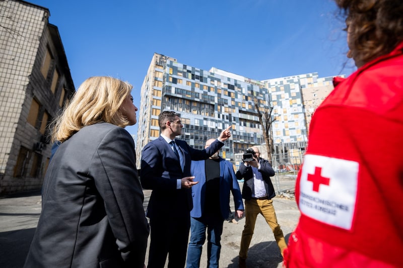 The badly damaged Ochmatdyt children's hospital as a memorial to the Russian war of aggression (Bild: Michael Gruber)