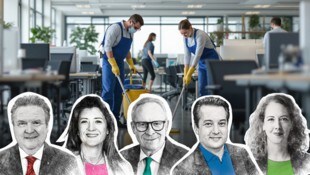 Die Parteichefs beantworten Fragen zum Thema Arbeiten in Wien. (Bild: Krone KREATIV/BBWien/Ludwig Schedl, Martin Jöchl, Neos Wien Peter Tomschi, Grüne Wien, stock.adobe.com)
