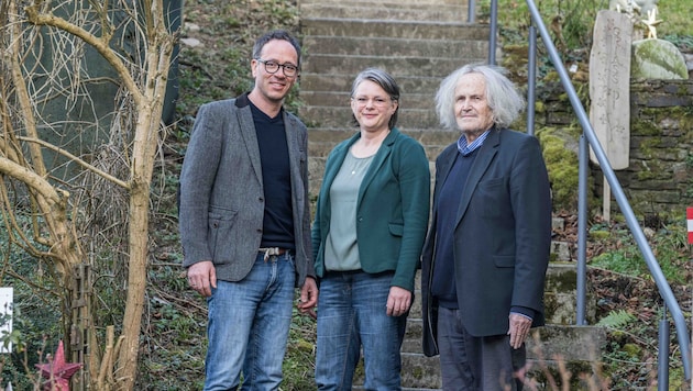 Andreas Wabl with his Green colleagues Robert Mair and Notburga Damm in Großklein. (Bild: Jürgen Fuchs)