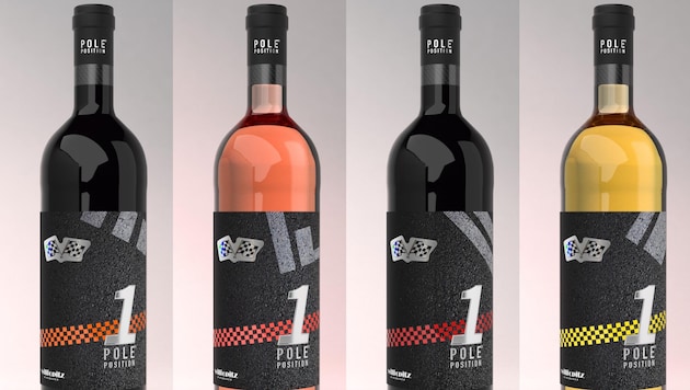 Safe from counterfeiting: the labels of the fine "Pole Position" wine series are in tune with the times. (Bild: Team Opitz)