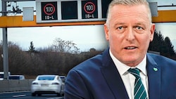 FPÖ-Landeshauptmann Mario Kunasek: IGL-100 auf den Autobahnen fällt (Bild: Krone KREATIV/Christian Jauschowetz)