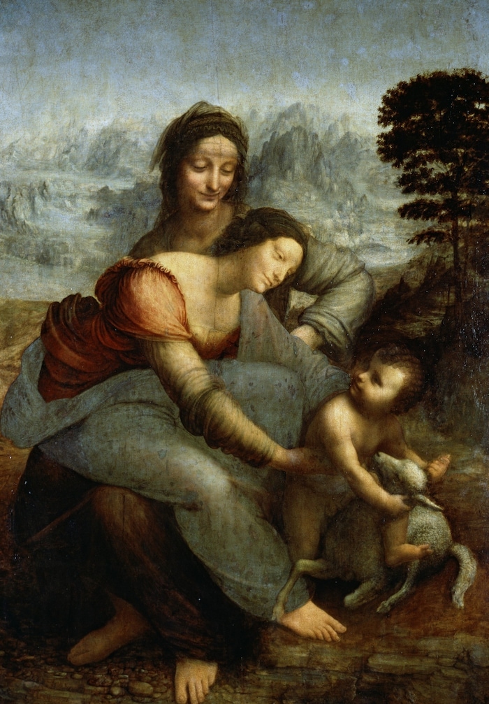 Leonardos Gemälde der heiligen Anna Selbdritt mit dem typischen Weichzeichnereffekt