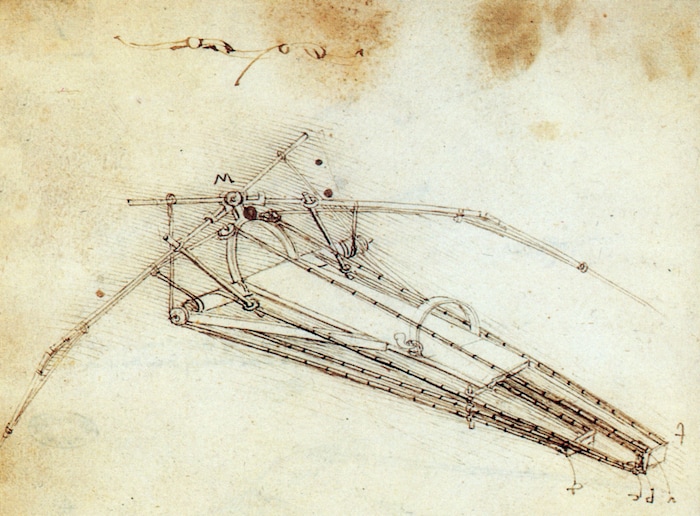Diese Flugmaschine entwarf und skizzierte Leonardo da Vinci