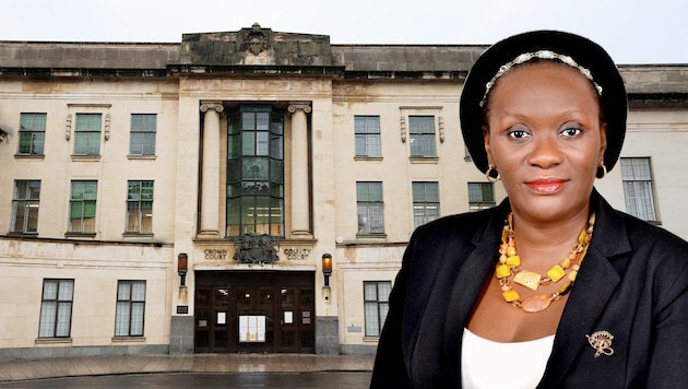 Lydia Mugambe musste sich am Oxford Crown Court verantworten. (Bild: Krone KREATIV/Adrian DENNIS / AFP, Wikipedia/Andreisabirye (CC BY-SA4.0))