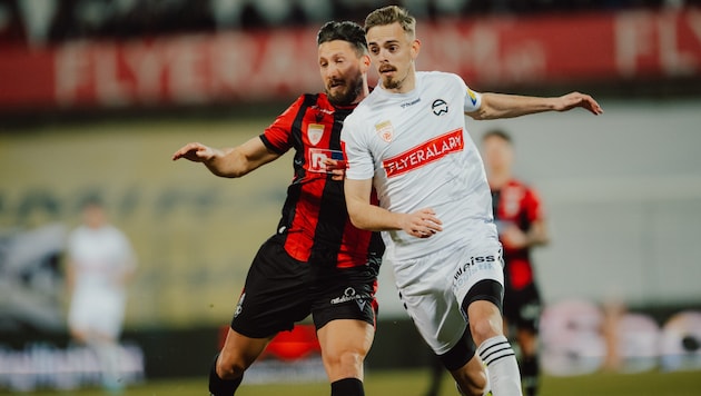 Vergangene Saison spielte Daniel Nussbaumer (r.) noch mit der Admira gegen Bregenz.