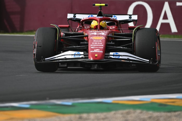 Lewis Hamilton in the new Ferrari car