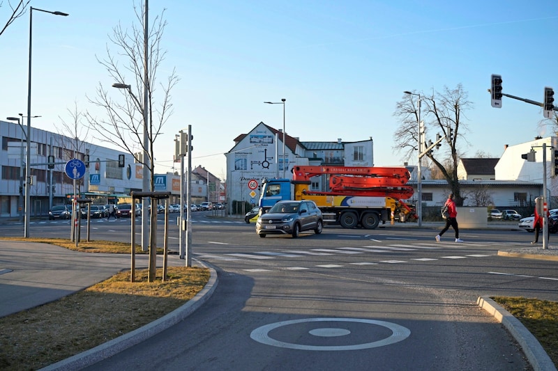 Der St. Pöltner Europaplatz ist der Feinstaub-Hotspot in Niederösterreich. (Bild: Imre Antal)