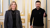 Außenministerin Beate Meinl-Reisinger (NEOS) beim ukrainischen Präsidenten Wolodymyr ...