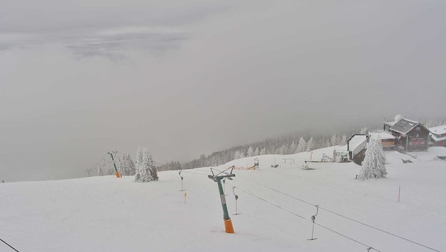 It also snowed heavily on the Gerlitzen on Saturday. (Bild: GerlitzenAlpe)