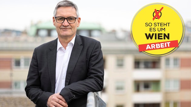 Winfried Göschl has been head of the Vienna Public Employment Service since 2023. (Bild: Krone KREATIV/Mario Urbantschitsch)