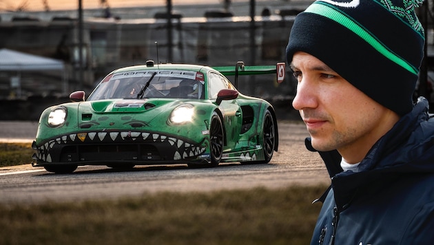 Klaus Bachler hatte Grund zum Jubeln. (Bild: AO Racing, Porsche Motorsport )