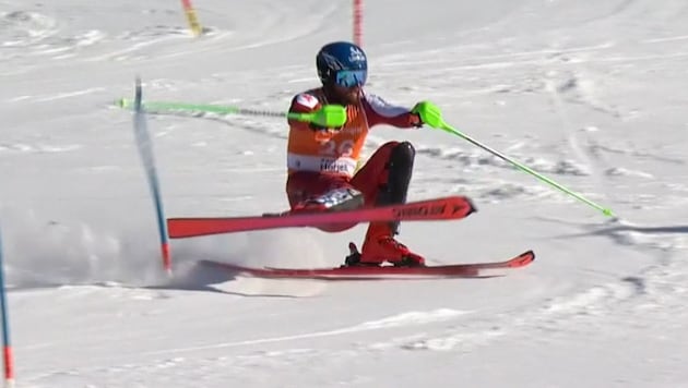 Marco Schwarz was eliminated in the second run. (Bild: ORF Screenshot)