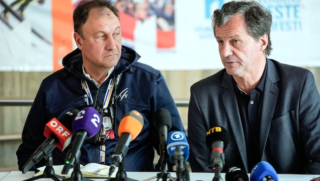 FIS Race Director Sandro Pertile (left) and Secretary General Michel Vion. (Bild: AP/Terje Bendiksby)