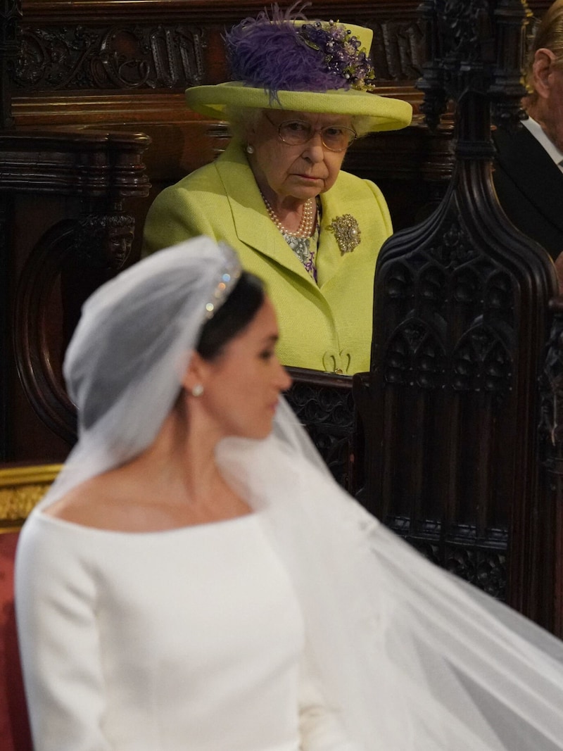 Queen Elizabeth at the wedding of her grandson Prince Harry to Meghan Markle (Bild: APA/Jonathan Brady / POOL / AFP)