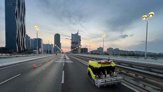 Der Pixelrunner bei einem Einsatz für den Marathon in Wien. (Bild: Pixelrunner)