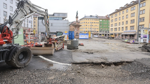 The reconstruction of Bozner Platz in Innsbruck should be completed by the fall. (Bild: Birbaumer Christof)