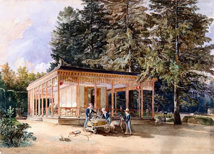 Franz Joseph und seine Brüder im Schlossgarten von Schönbrunn. Jeder der Knaben verfügte über ...