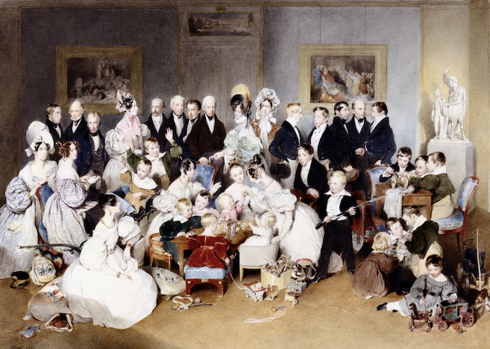 Die kaiserliche Familie im Jahr 1831. Der knapp 14 Monate alte Franz Joseph sitzt bei dem ...