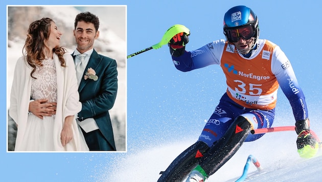 Stefano Gross is ending his skiing career - and family planning with his wife is already well advanced. The two are expecting a baby. (Bild: GEPA)