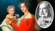 Der alte Kaiser und derselbe als Kleinkind mit seiner Mutter
