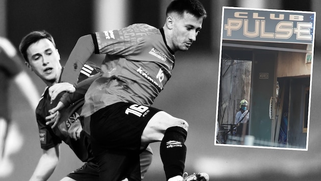 Professional footballer Andrej Lazarov died in a fire in a discotheque. (Bild: Krone KREATIV/x.com/FIFPRO, ASSOCIATED PRESS/Boris Grdanoski)