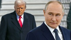 Laut US-Präsident Donald Trump stehen die Chancen auf einen „Deal“ mit Kreml-Chef Wladimir Putin sehr gut. (Bild: Krone KREATIV/Kristina Kormilitsyna/Sputnik/Kremlin Pool Photo via AP, APA/AFP/Mandel NGAN)