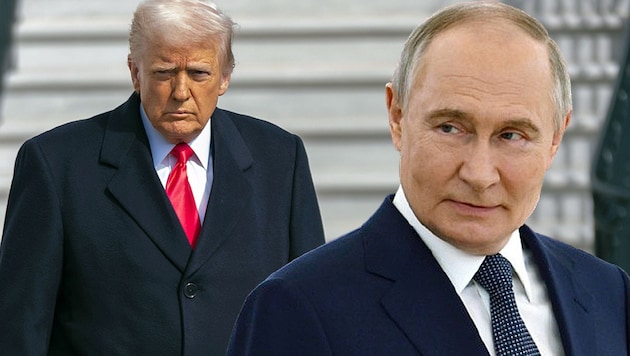 According to US President Donald Trump, the chances of a "deal" with Kremlin leader Vladimir Putin are very good. (Bild: Krone KREATIV/Kristina Kormilitsyna/Sputnik/Kremlin Pool Photo via AP, APA/AFP/Mandel NGAN)