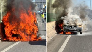 Während einer der Beamten die Rettungskette in Gang setzte, griff sein Kollege zum Handfeuerlöscher, um den Brand zu bekämpfen. (Bild: BMF/Finanzpolizei)